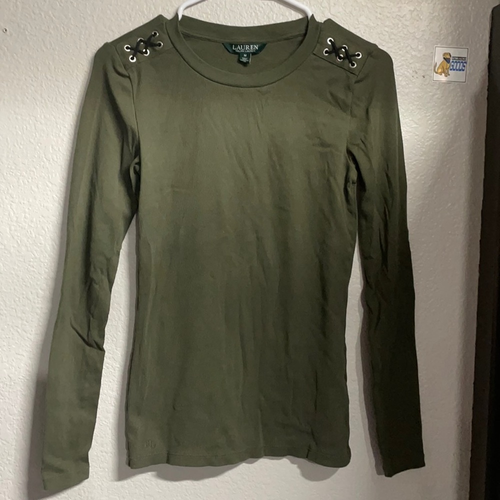 LRL Long Sleeve Shirt w/ Lace Shoulders